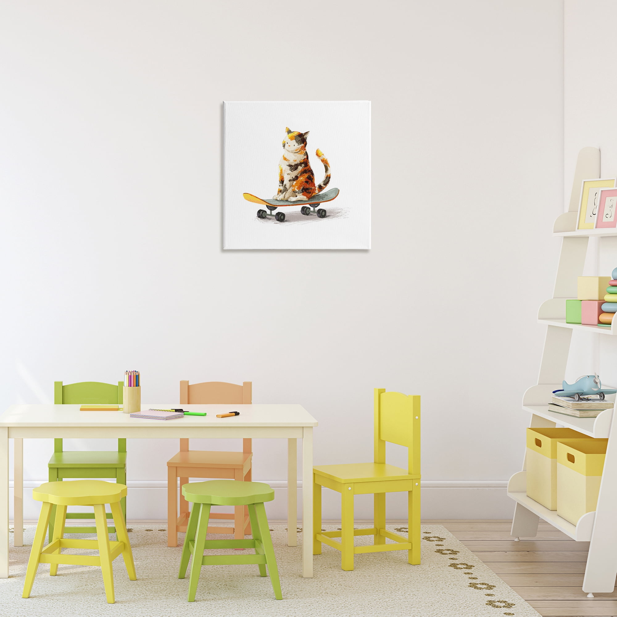 Stupell Industries Calico Cat on Skateboard Canvas Wall Art, design by Ziwei Li