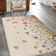thumbnail image 2 of Spring Flower Area Rugs 4x6 ft Vintage Watercolor Pink Yellow Blue Floral Butterfly Linen Texture Washable Rug Non Slip Indoor Carpet Absorbent Floor Mat for Living Room Bedroom Dining Room, 2 of 9