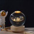 thumbnail image 1 of Crystal Ball Night Light Crystal Astronaut Planet Globe 3D Laser Engraved Solar System Ball, 1 of 5