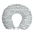 thumbnail image 1 of Vintage Travel Pillow Neck Rest, Retro Cars Pattern on Floral Damask Background Automobile Fashion Art, Memory Foam Traveling Accessory Airplane and Car, 12", Pale Blue Dust and White, by Ambesonne, 1 of 2