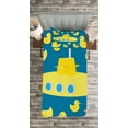 thumbnail image 3 of Ambesonne Rubber Duck Quilted Bedspread Set 2 Pcs, Yellow Submarine, Twin Size, Navy Blue, 3 of 3