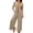 Khaki, variant on Summer Women Short Sleeve Button Down Casual Loose Wide Leg One Piece Jumpsuit