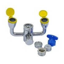 Skywin Eye Wash Kit Yellow - Push Style Eye Wash Units,Faucet Mounted Emergency Eye Wash Station Sink Attachment - Continuous Flow Eyewash Station with Common Sink Adapters and Inspection Tags