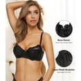 thumbnail image 5 of Wingslove Women's Push Up Bra Sexy Lace Balconette Plus Size Full Cup Unpadded Underwire See Through Bra,Black 42DDD, 5 of 6