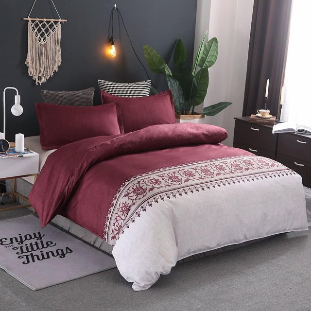 Ensemble Housse de Couette 3 Pcs Literie Housse de Couette Vert Foncé Grand Lit