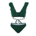 thumbnail image 4 of Gibobby Trajes de Natación para Mujer Conjunto Bikini Ropa de playa Traje de baño Cintura de baño Mujeres Traje de baño acolchado con volantes Trajes de (Azul,XL), 4 of 5