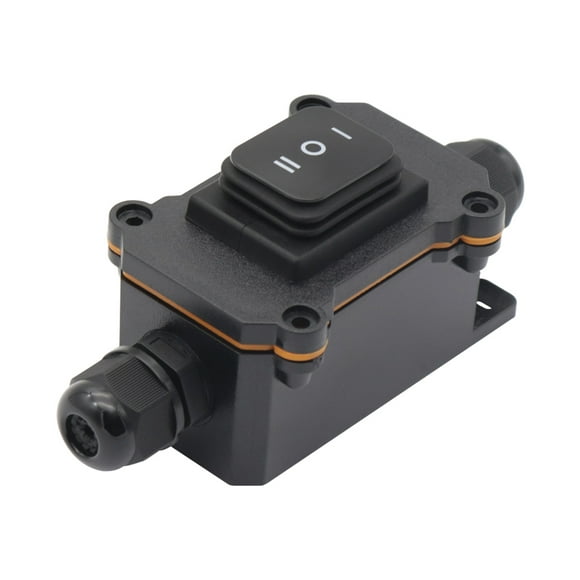 Labymos IP68 Waterproof Junction Box + 3-speed Rocker Switch Set Outdoor 2 Way Plug Line Wire 4 to 8mm