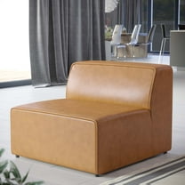 Modway Mingle Vegan Leather Armless Chair in Tan