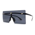 thumbnail image 3 of Retro Oversize Rimless Rectangle Shield Sunglasses All Black, 3 of 4