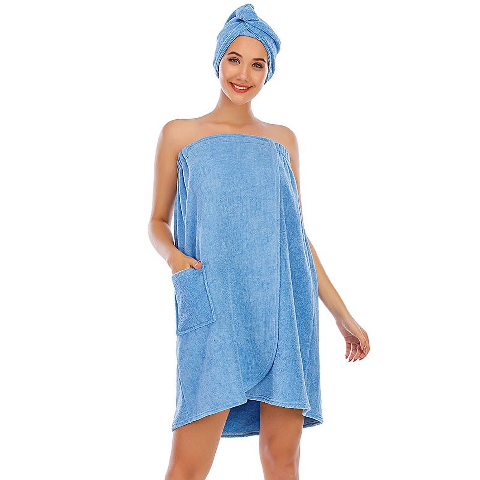 Eternatastic Womens Bath Shower Wrap Body Towel Terry Cloth Spa Bath Towel Wrap with Adjustable Closure