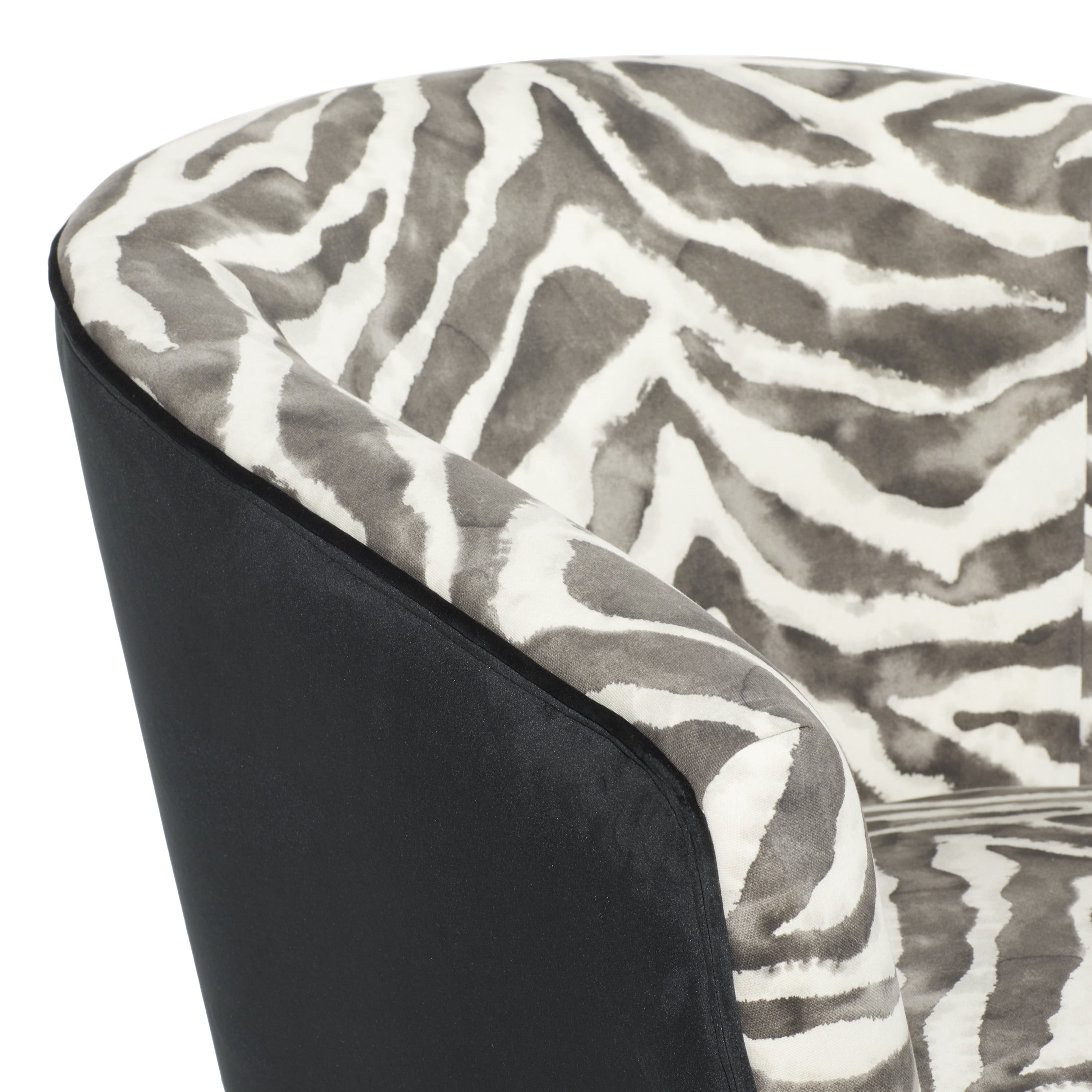 DecMode 29" x 32" Black Wood Zebra Print Accent Chair, 1-Piece