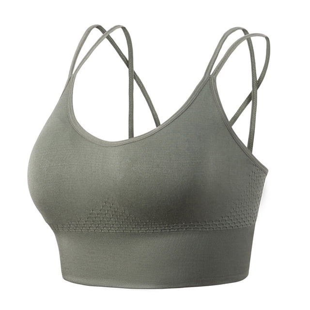 Ropa interior deportiva para niñas, sexy, con espalda inclinada, almohadilla de soporte medio, ropa interior de yoga con cordones y copas desmontables