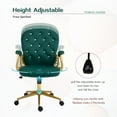thumbnail image 5 of Velvet Office Chair Desk Chair with Gold Base, Comfortable Makeup Vanity Chair with Back and Wheels, Swivel Rolling Chair for Girls Women Study Bedroom, Green, 5 of 19