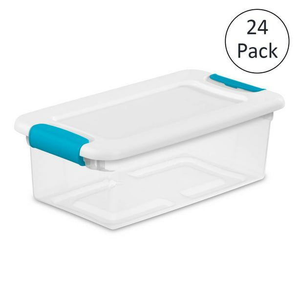 Sterilite 6-Quart Clear Stackable Latching Storage Box Container, 24 Pack |  1492