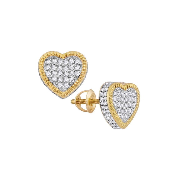 10K Yellow Gold Diamond Heart Rope Fine Earrings 7/8 Ctw.