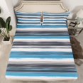 thumbnail image 2 of Erosebridal Gradient Gray Blue Sheet Set Twin , Geometry Striped Bedding Sets Twin Size 3pcs, 2 of 7