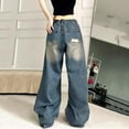 thumbnail image 5 of Cyglowse Baggy Jeans for Women Men Ripped Straight Leg Pants High Waisted Distressed Jeans Y2K Grunge Summer Clothes Blue M, 5 of 6