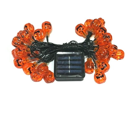 

NUOLUX 1pc Halloween Pumpkin String Light Lamp Smile Face Coloured Light Waterproof Solar Energy for Decor Orange