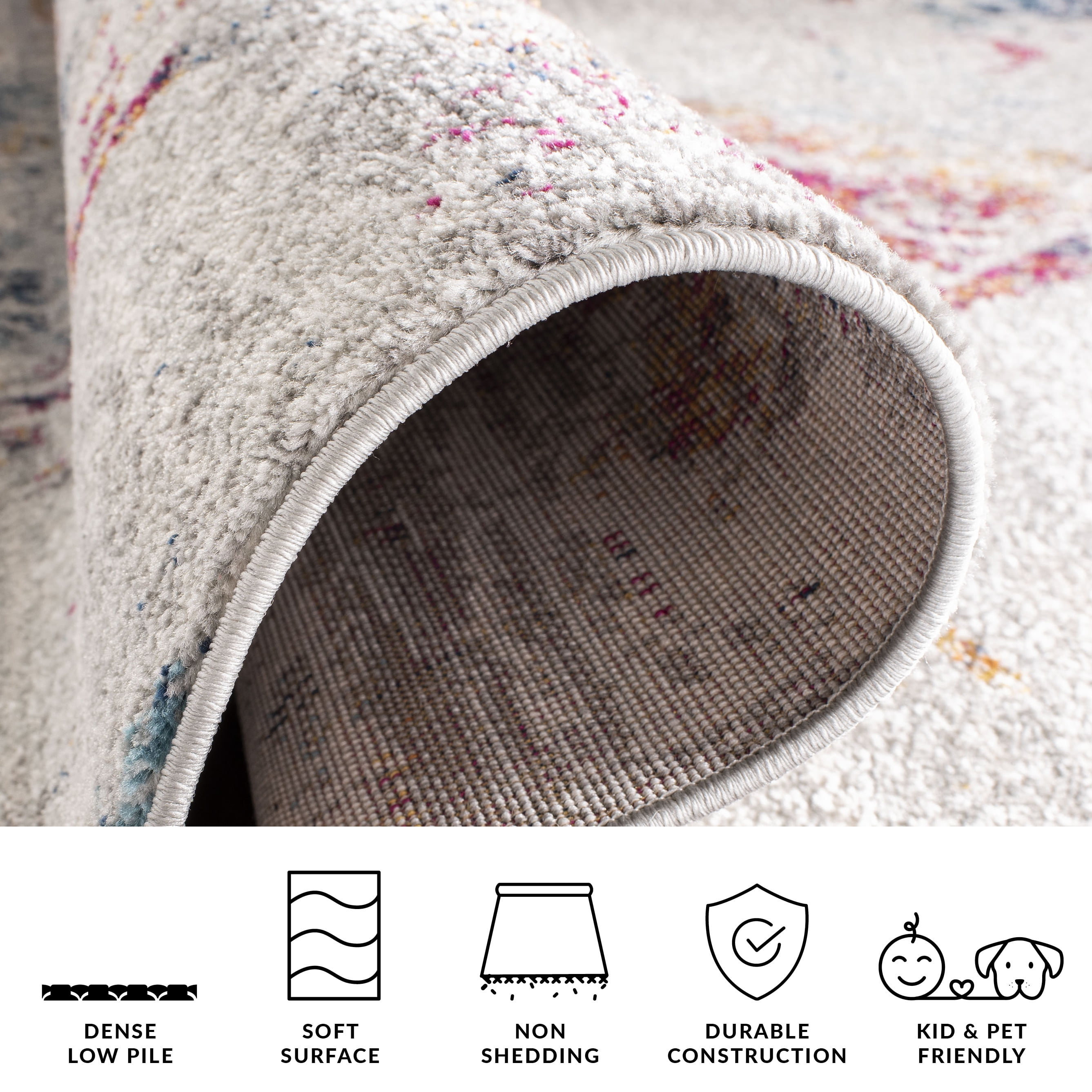 Safavieh Madison Michelle Distressed Runner Rug, Light Gray/Fuchsia, 2'3" x 8'