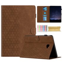 Case for Samsung Galaxy Tab A 10.1" 2016 SM-T580 / SM-T585, Embossed PU Leather Cover Flip with Smart Auto Wake / Sleep Stand Function Pencil Holder and Card Slots & Footgrip Case, Brown