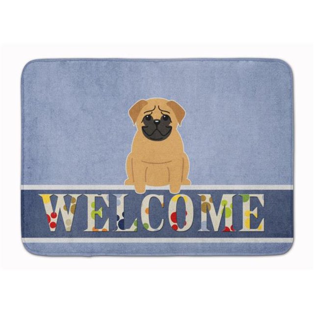 Carolines Treasures BB5588RUG Pug Brown Welcome Machine Washable Memory Foam Mat
