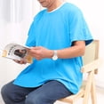 thumbnail image 4 of Short Sleeve T Shirts for Men Post-Surgery Open Side Snaps Tees Tops Mens Casual Solid Color Crewneck Breathable Basic Loungewear Tshirts Shirt, 4 of 6