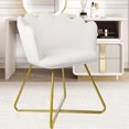 thumbnail image 3 of CLATINA Modern Velvet Make Up Vanity Chair, Flower Shaped Back Accent Chair Armchair with Gold Metal Leg, Cute Girl Criss Cross Chair No Wheels for Home Office Bedroom Dressing Living Room, White,2PK, 3 of 8