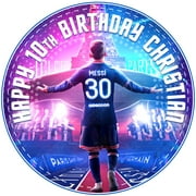7.5 Inch Leo Messi Paris Cake Topper - Round Edible Birthday Cake Decorations, Happy Birthday Cake