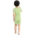 thumbnail image 4 of CYRBOKO Toddler Boys Outfit Sets, 2 Pieces Solid Color Short Sleeve T Shirts with Shorts Sets Green Size 3-4 T, 4 of 5