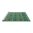 thumbnail image 2 of Ahgly Company Machine Washable Indoor Rectangle Oriental Turquoise Blue Traditional Area Rugs, 6' x 9', 2 of 4