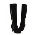thumbnail image 7 of Tejiojio Clearance Women Boots Winter Square High Heel Knee-high Zip Pointed Toe Shoes Fleece Vamp Female Boots, 7 of 7