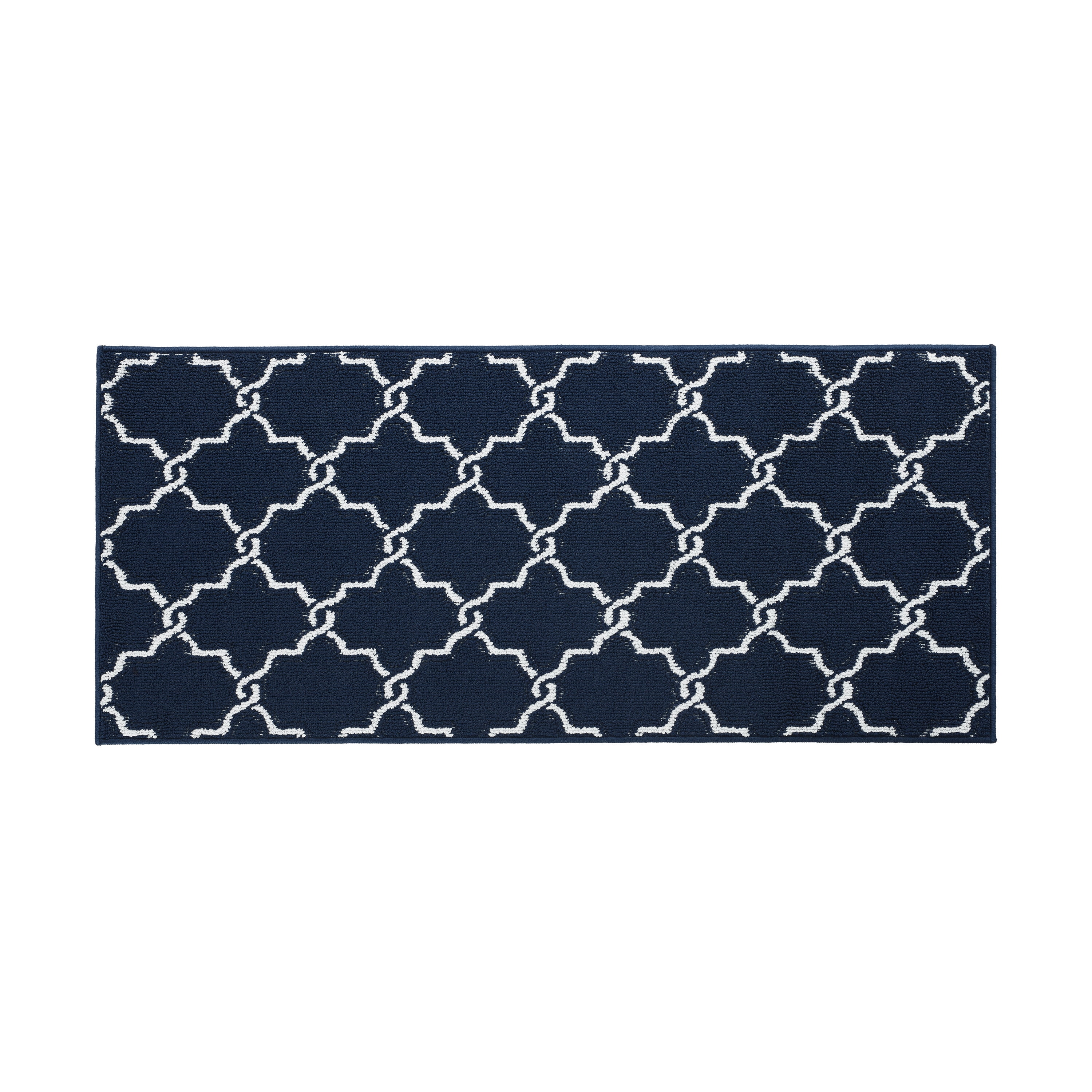 Washable Non-Slip Accent Rug, Geometric, Navy and White, 26" x 45"