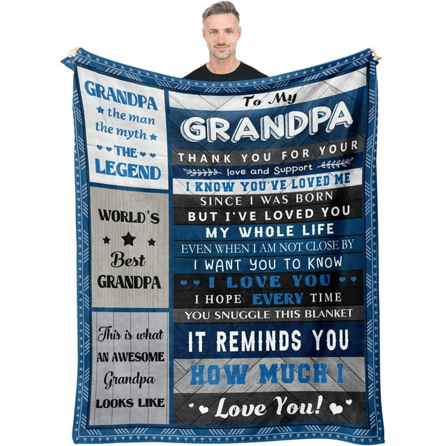 DALIHUA Best Grandpa Gifts, Grandpa Birthday Gifts, Great Grandpa Gifts from Grandchildren Granddaughter Grandson, Unique Gift for Grandpa, Grandfather Gift Blanket 60x80inches