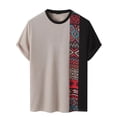 thumbnail image 4 of XIYON Father's Day Men's T Shirt Short Sleeve Round Neck Color Block Summer Loose Fit Fashion Tee Top For Casual Daily Wear,Black,L, 4 of 4