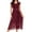 Wine, variant on Gala Dresses for Women V Neck Floral Lace Short Sleeve Bridesmaid Maxi Dress Wedding Mid Length Formal Evening Dress L