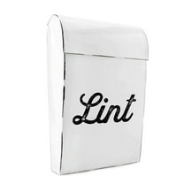 AuldHome Design Farmhouse Enamelware Lint Holder Bin; Distressed White Laundry Room Decor