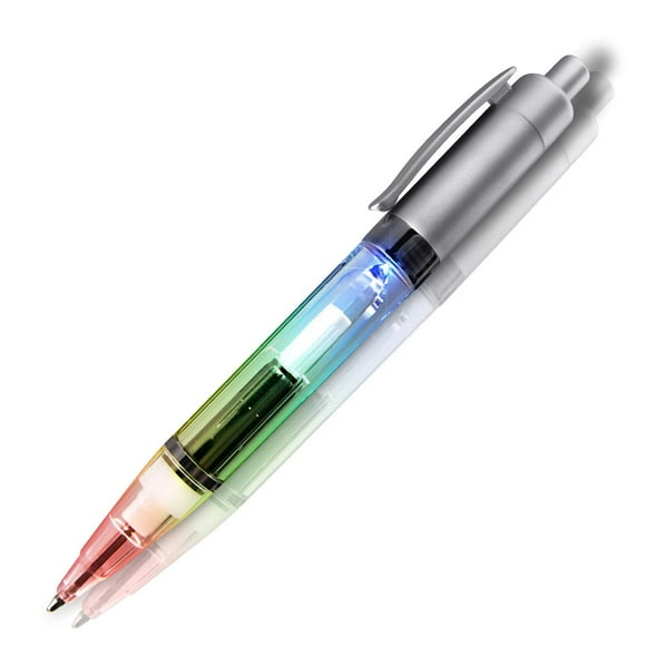FlashingBlinkyLights Plastic Light Up Multicolor LED Pen with Silver Barrel