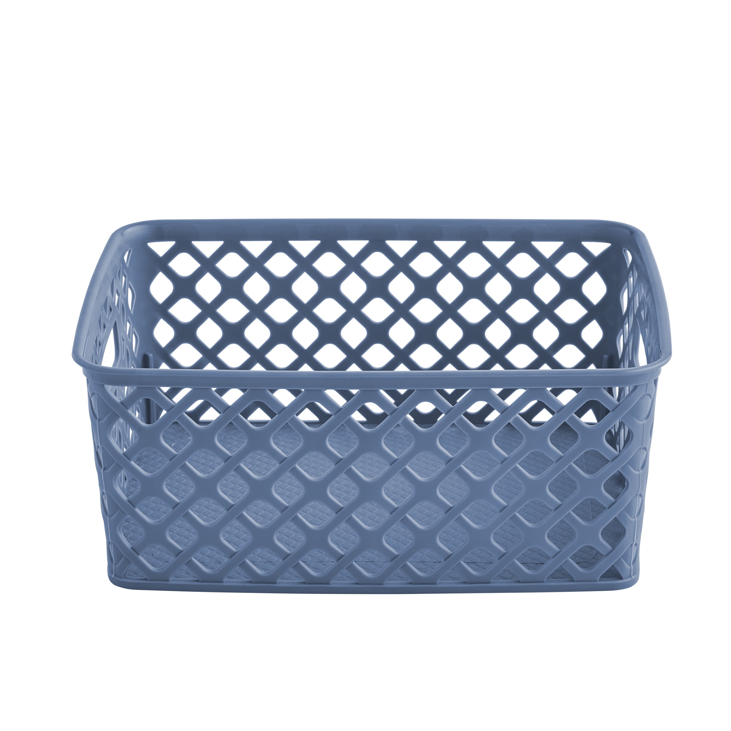 Mainstays Small Blue Decorative Plastic Storage Basket, 10 in x 8 in x 4 in