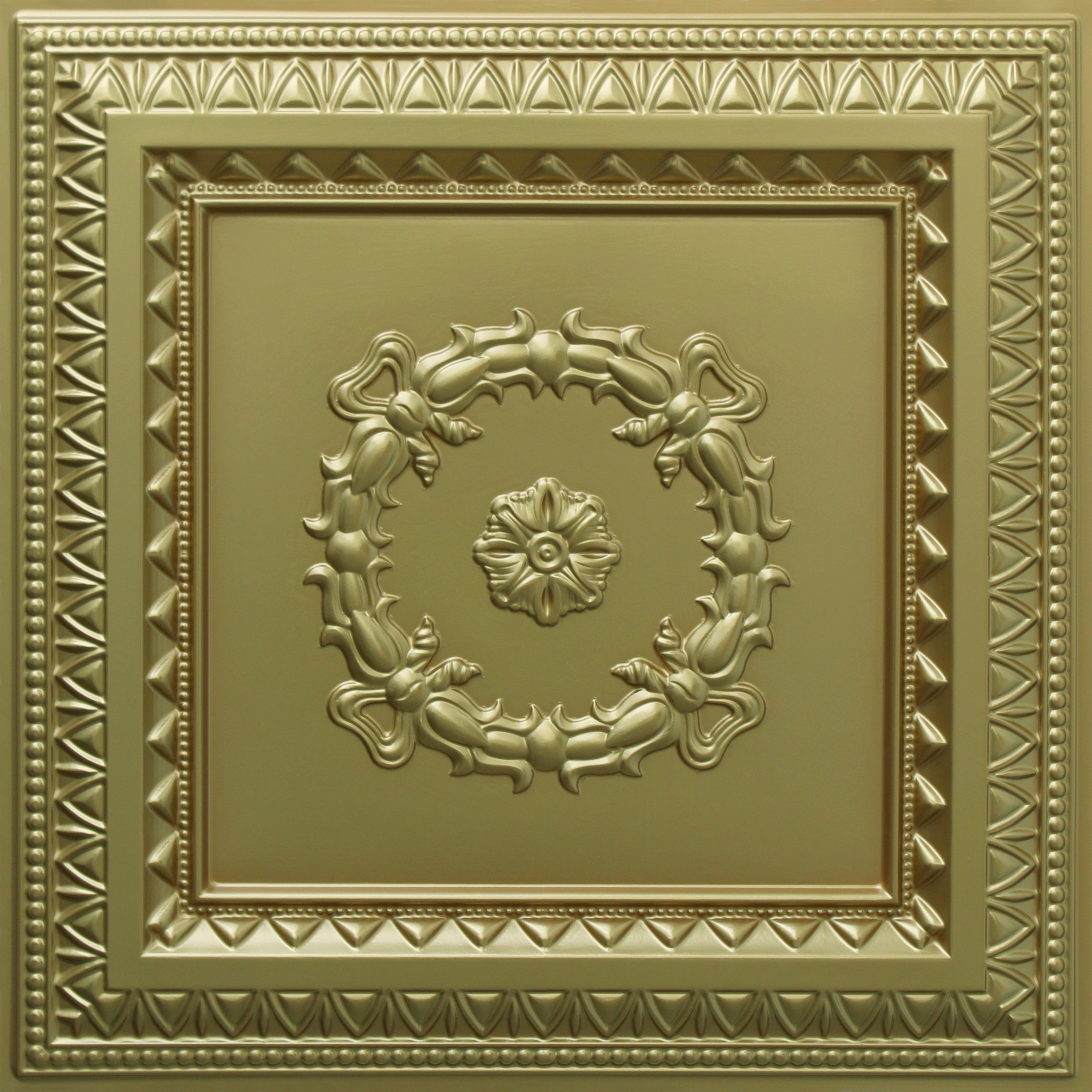 Dundee Deco's Rustic Brass Traditional Glue Up/Drop In Ceiling Panels, 2 ft. X 2 ft. (4 sq ft.) each, Pack of 50