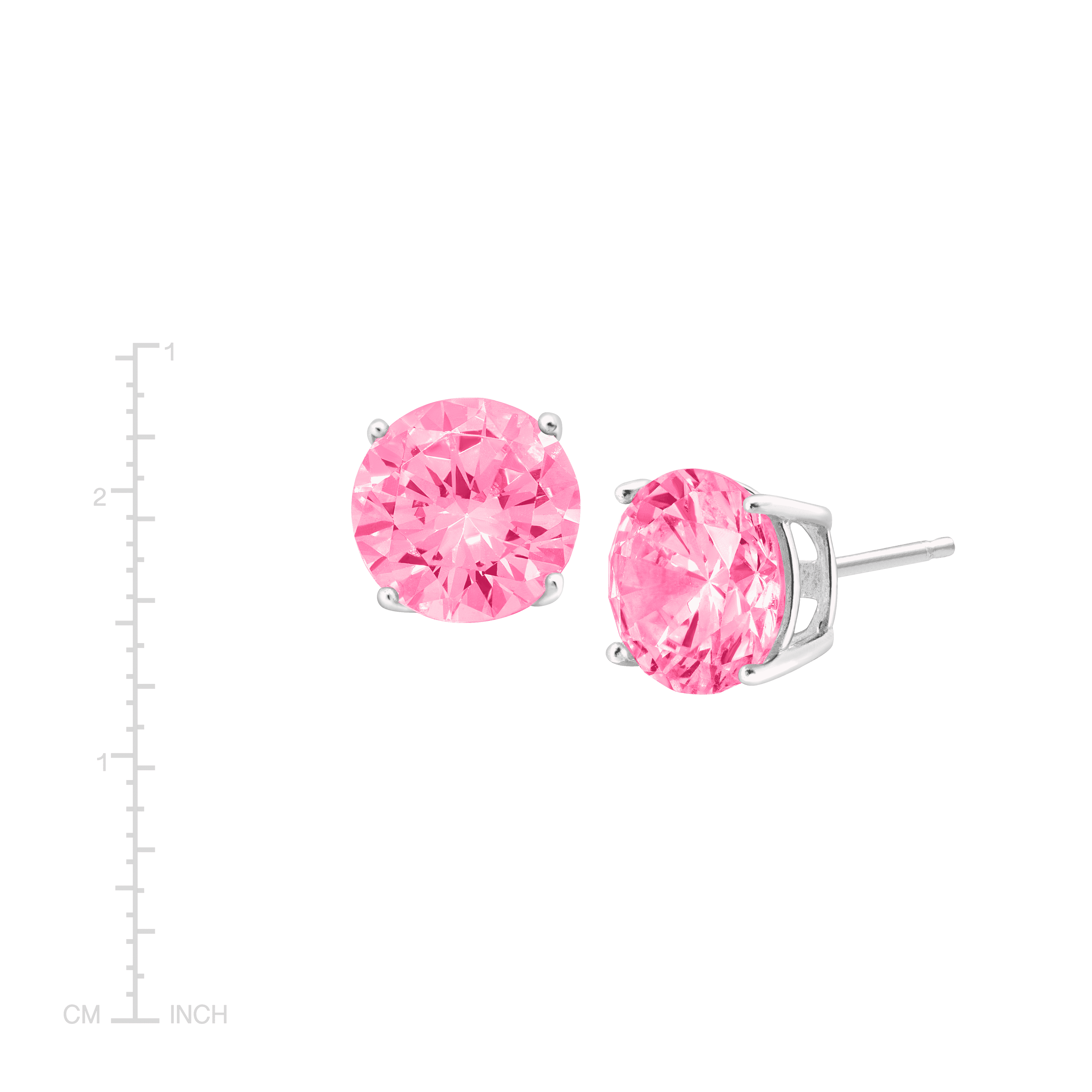Women's Finecraft 8mm Pink Cubic Zirconia Stud Earrings in Sterling Silver
