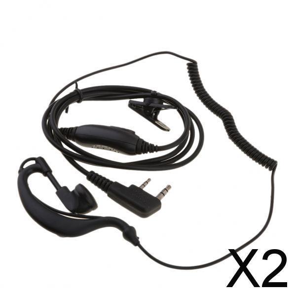 Auricular negro,Auricular de 2 pines con micrófono PTT,Auriculares con gancho para la oreja 2 piezas