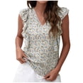 thumbnail image 1 of Blusa sin mangas con cuello en V y estampado informal de verano para mujer a la moda Fridja  gh1280, 1 of 7