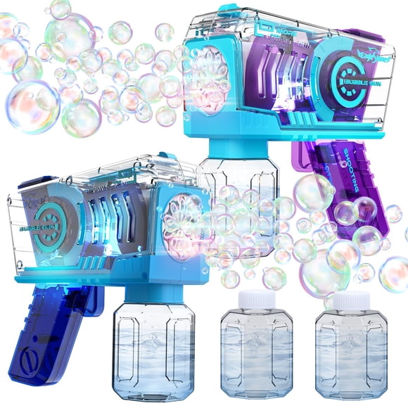 Pistola de burbujas EagleStone automática para niños con luces LED, paquete de 2