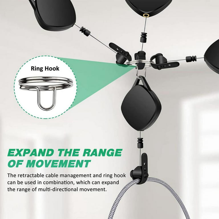 NexiGo VR Cable Management System, Ceiling Hooks with Retractable