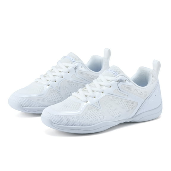 YOURDIARY Cheer Shoes for Youth Girls White Cheerleading Athletic Dance Shoes School PE Tennis Sneakers for Competition Sport Training White