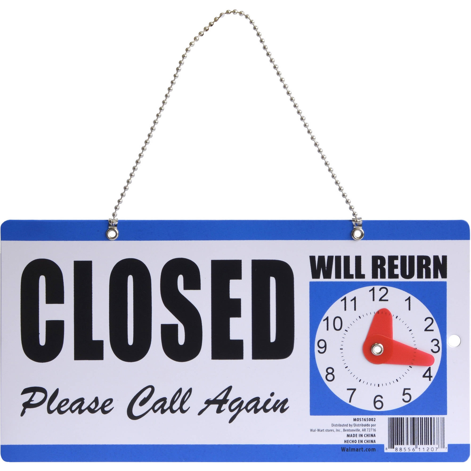 (2 pack) Plastic Open and Closed Business Sign with Will Return Clock, 11.5 in x 6 in, 1 Count