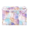 thumbnail image 7 of Yayeee Collapsible Cube Storage Bin with Lid Fabric Closet Decorative Basket with Handles, Watercolor Marble Pattern, 7 of 7