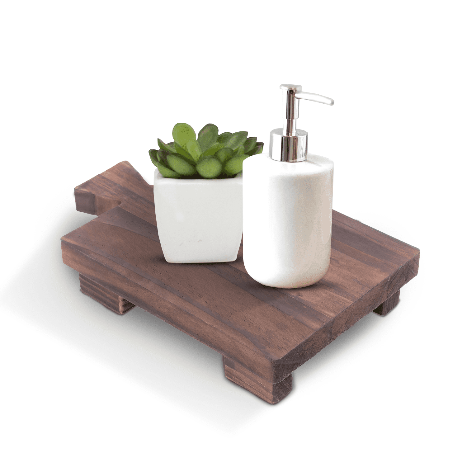 Wood Pedestal Riser Wooden Soap Stand for Bathroom or Kitchen Decor