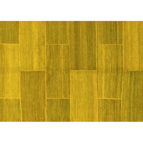 Ahgly Company Machine Washable Indoor Rectangle Abstract Yellow Modern Area Rugs, 4' x 6'