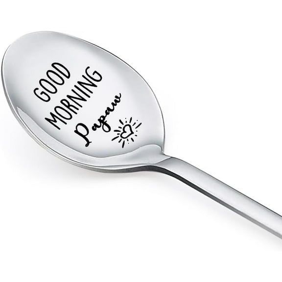 Grandpa Birthday Gifts for Papaw Papa from Granddaughter Grandson Good Morning Papaw Spoon for Grandpa Grandfather Fathers Day Christmas Gifts for Grandpa Papa Men Coffee Tea Spoon for Papa Papaw